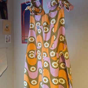 Lucy & Yak Easton Dungarees Groovy Daisy Print Baggy Overalls